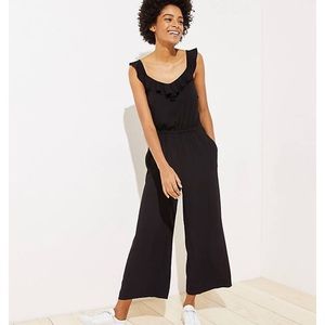 NWT Loft ruffle neck black jumpsuit